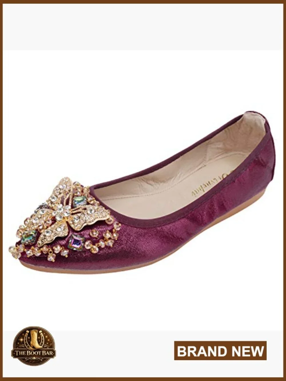 Foldable Rhinestone Ballet Flats Pointed Toe Slip On Wedding Shoes